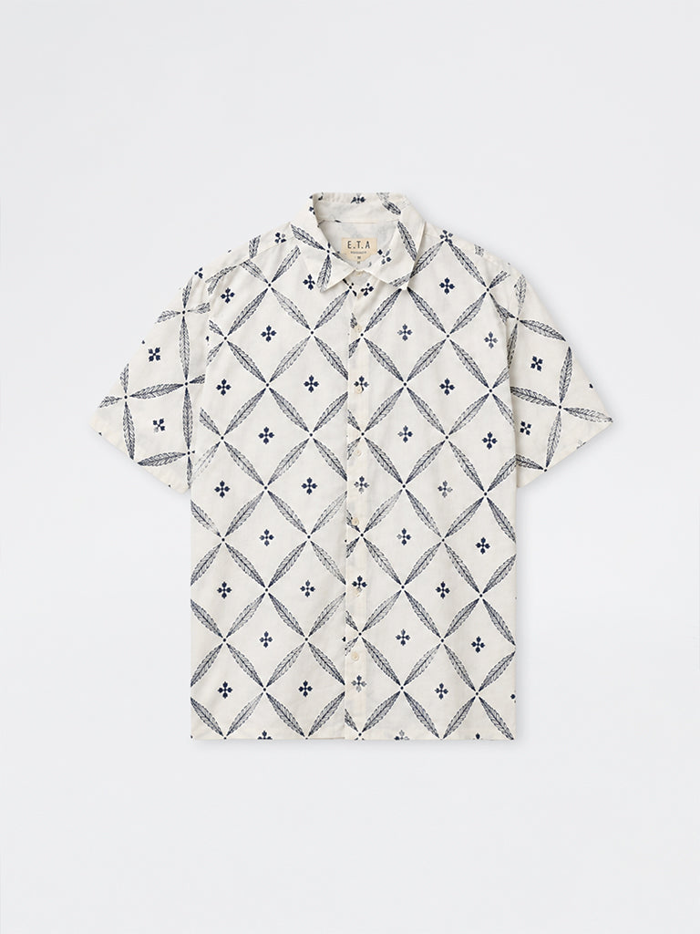 ETA Off-White Botanical Embroidered Relaxed-Fit Cotton-Blend Shirt