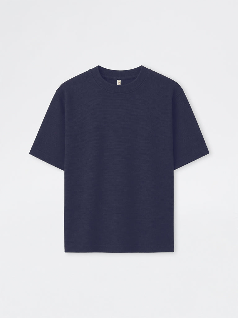 ETA Dark Blue Textured Relaxed-Fit Cotton-Blend T-Shirt