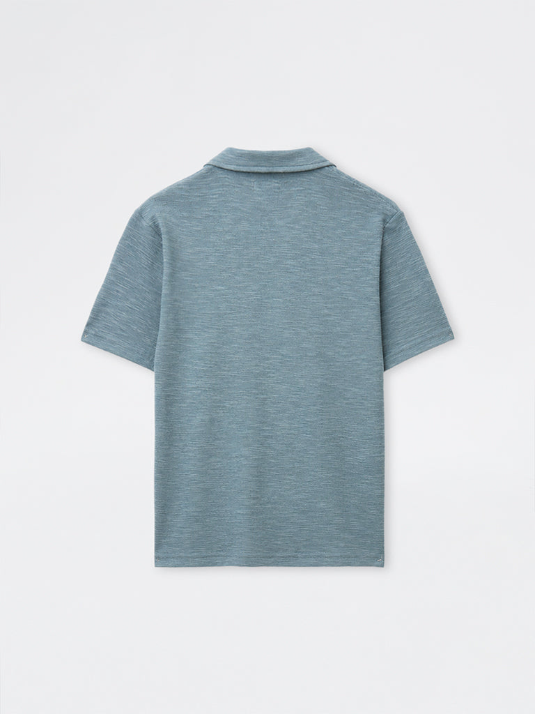ETA Dusty Blue Relaxed-Fit Polo Cotton-Blend T-Shirt