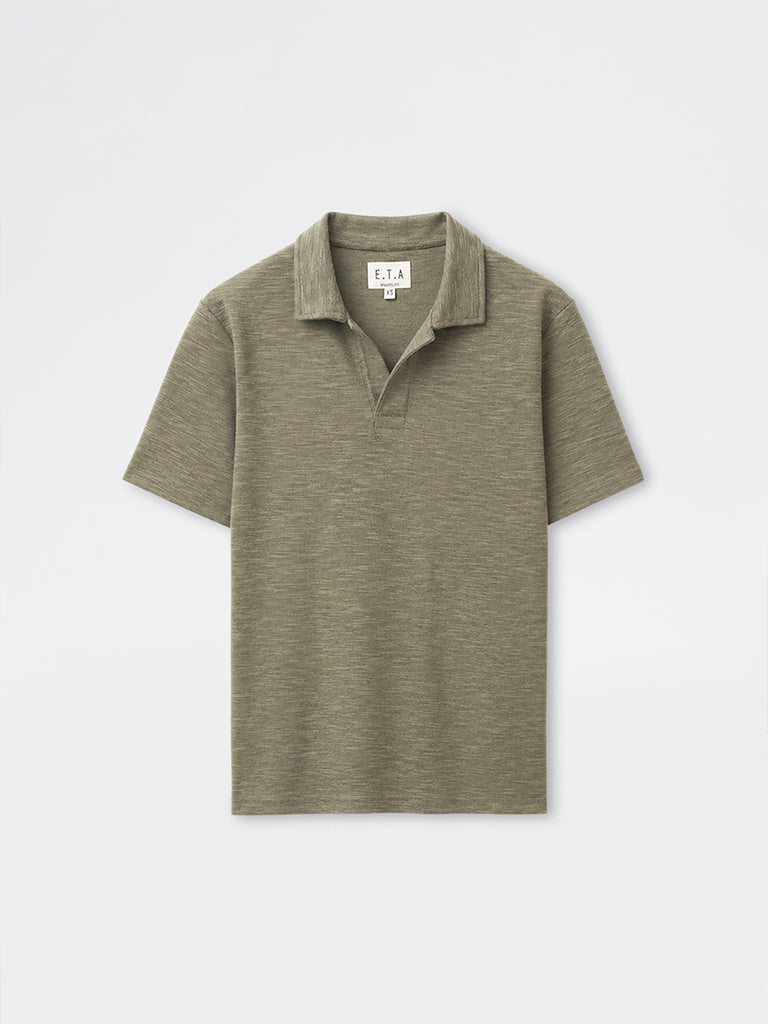 ETA Olive Relaxed-Fit Cotton-Blend Polo T-Shirt