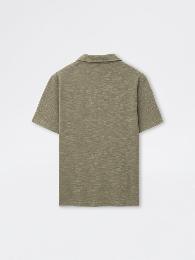 ETA Olive Relaxed-Fit Cotton-Blend Polo T-Shirt