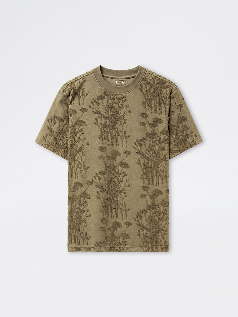 ETA Olive Botanical-Textured Relaxed-Fit Cotton-Blend T-Shirt