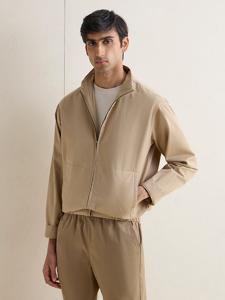 WES Casuals Khaki Relaxed-Fit Cotton Jacket