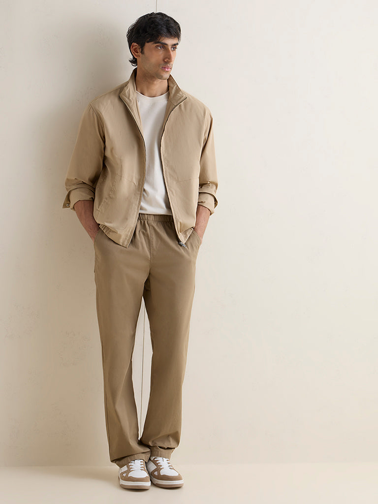 WES Casuals Khaki Relaxed-Fit Cotton Jacket