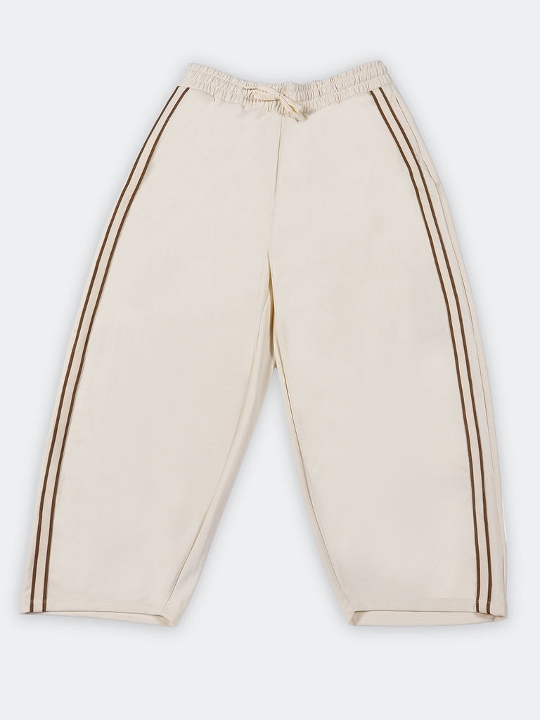 Nuoflexx Cream Striped High-Rise Pants
