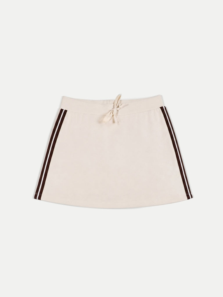 Nuoflexx Cream Striped High-Rise Skirt