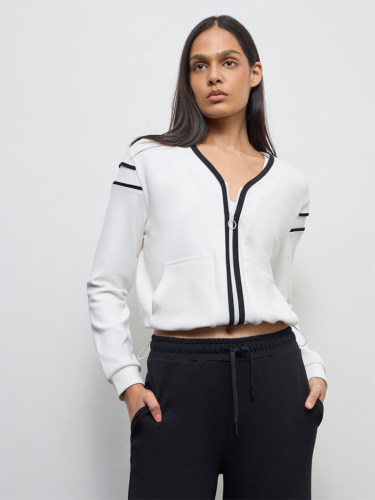 Nuoflexx Off-White Contrast-Detailed Jacket