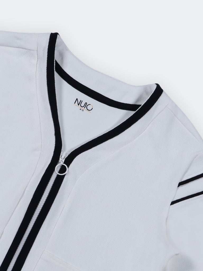 Nuoflexx Off-White Contrast-Detailed Jacket