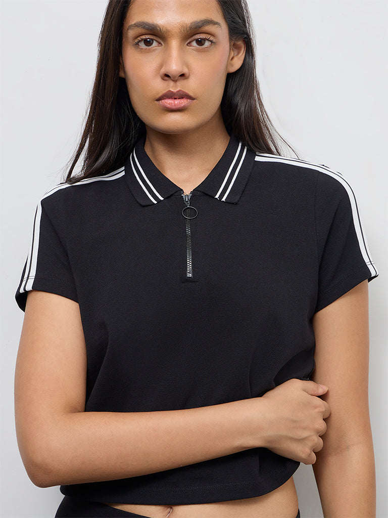 Nuoflexx Black Striped Cotton T-Shirt