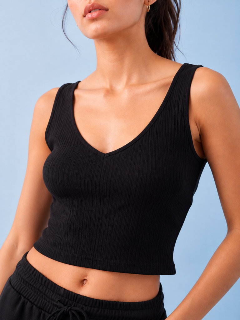 Nuoflexx Black Ribbed Top