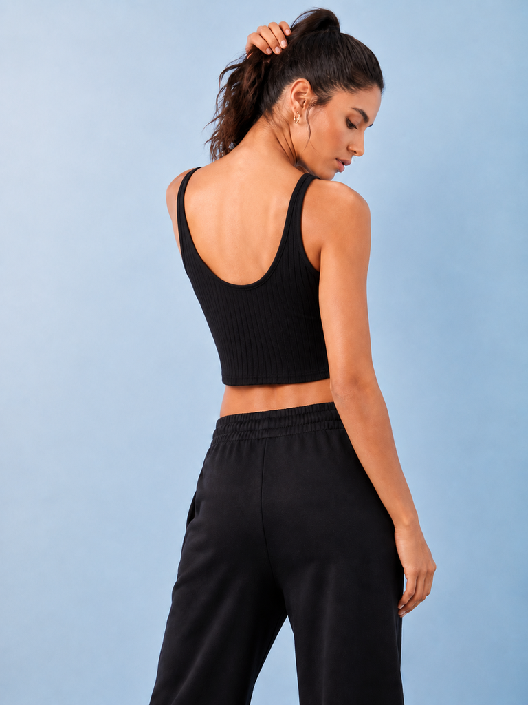 Nuoflexx Black Ribbed Top