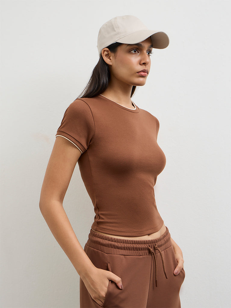 Nuoflexx Brown Solid T-Shirt