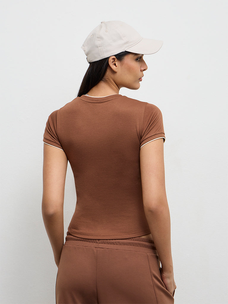 Nuoflexx Brown Solid T-Shirt