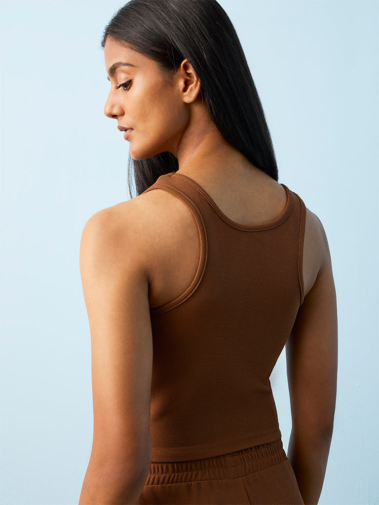 Nuoflexx Brown Solid Tank Top