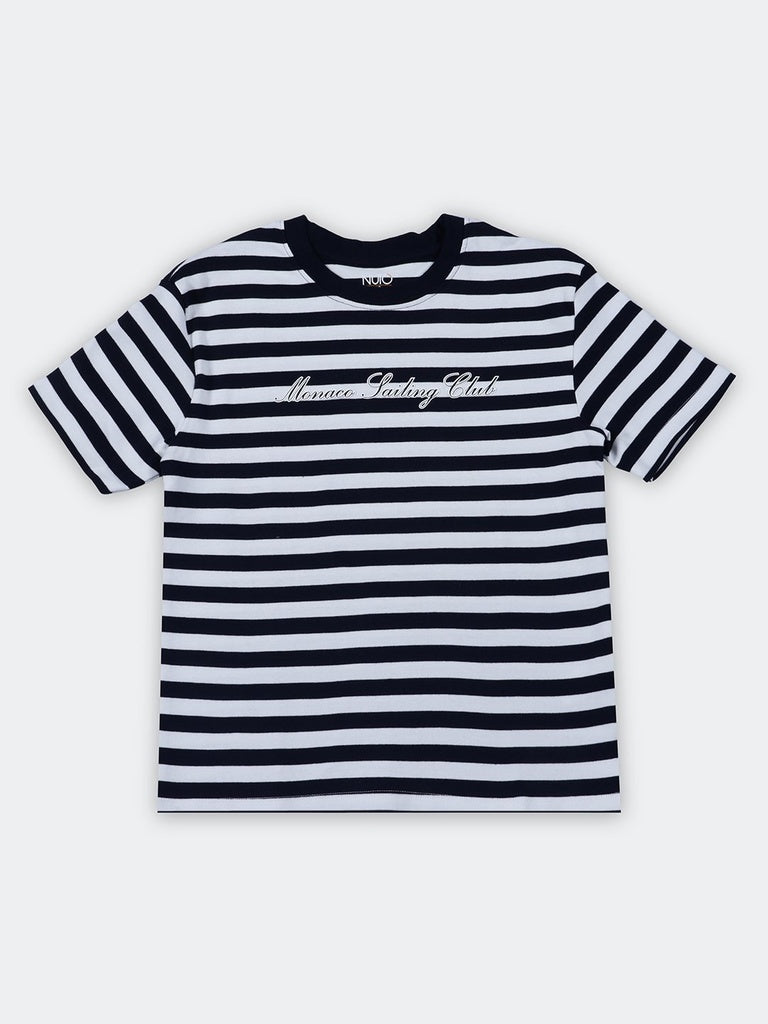 Nuoflexx Navy Striped Regular-Fit Cotton T-Shirt