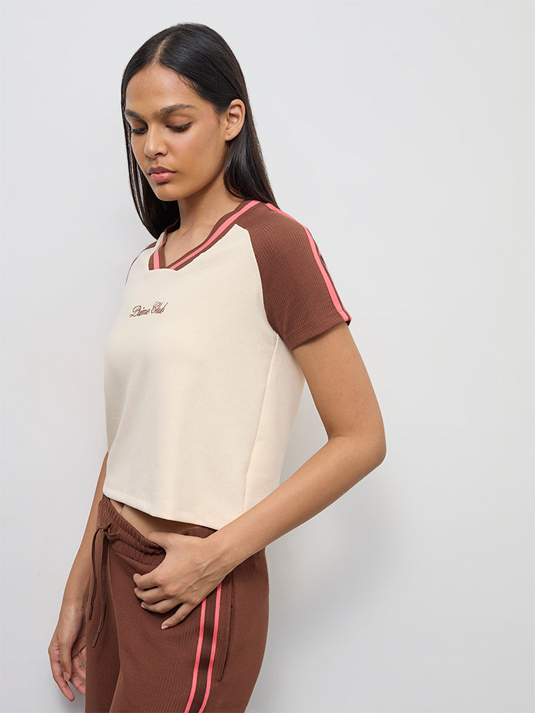 Nuoflexx Cream Color-Blocked T-Shirt