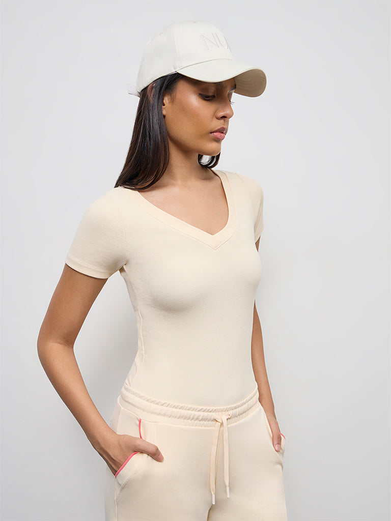 Nuoflexx Cream Ribbed Bodysuit