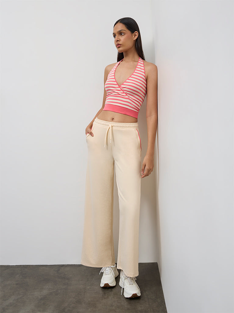 Nuoflexx Pink Striped Cotton-Blend Top