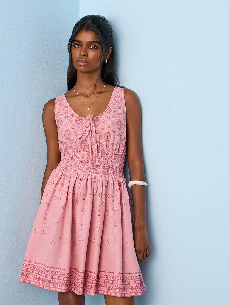 bombay paisley pink dress Buy Bombay Paisley Pink Printed Cotton-Blend A-Line Dress from Westside