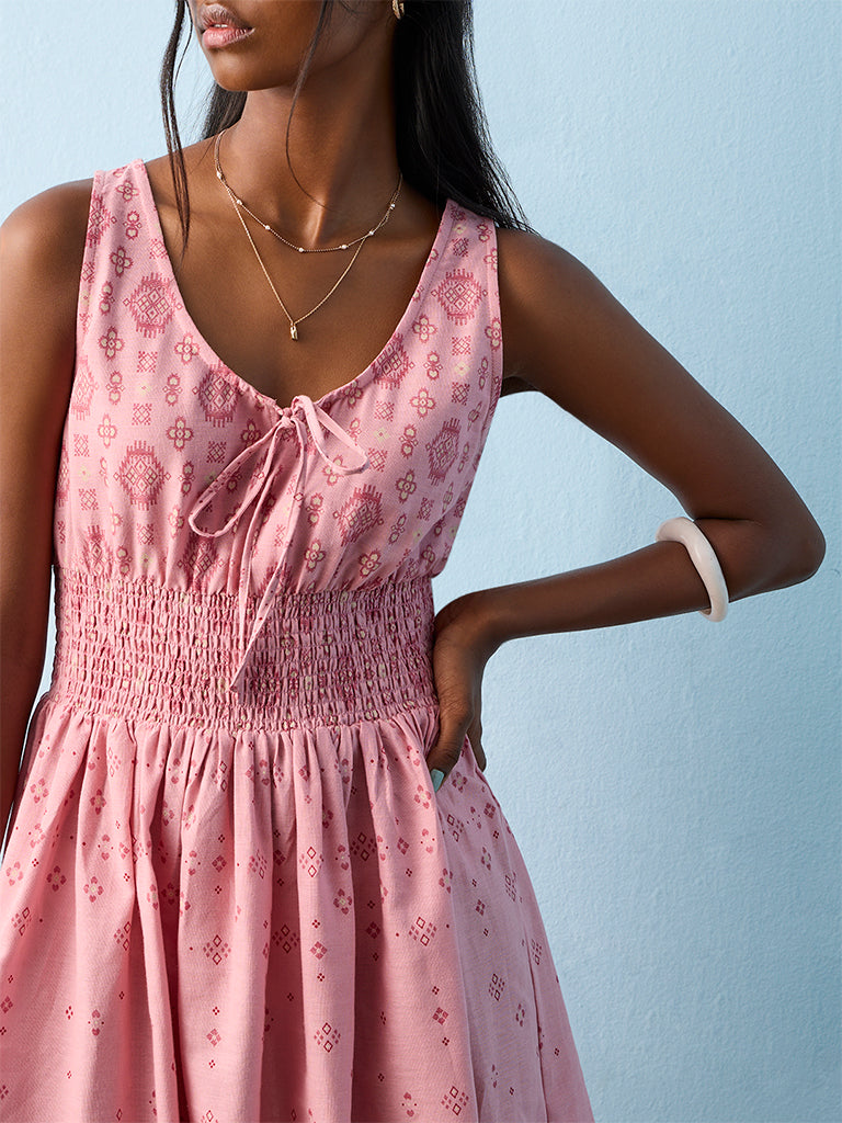 bombay paisley pink dress Buy Bombay Paisley Pink Printed Cotton-Blend A-Line Dress from Westside