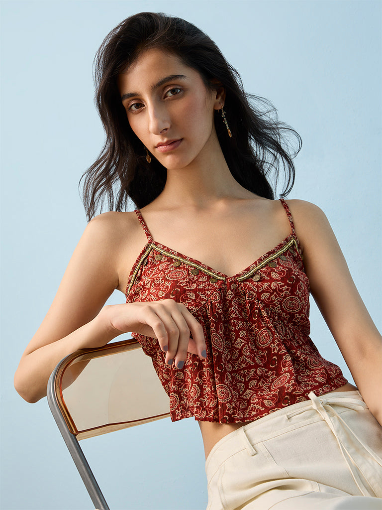 Bombay Paisley Red Printed Cami Top