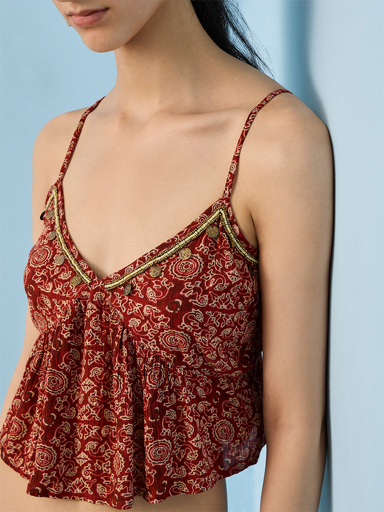 Bombay Paisley Red Printed Cami Top
