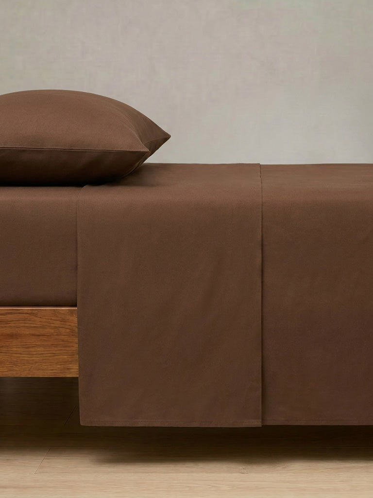 Westside Home Brown Solid King Bed Sheet Set