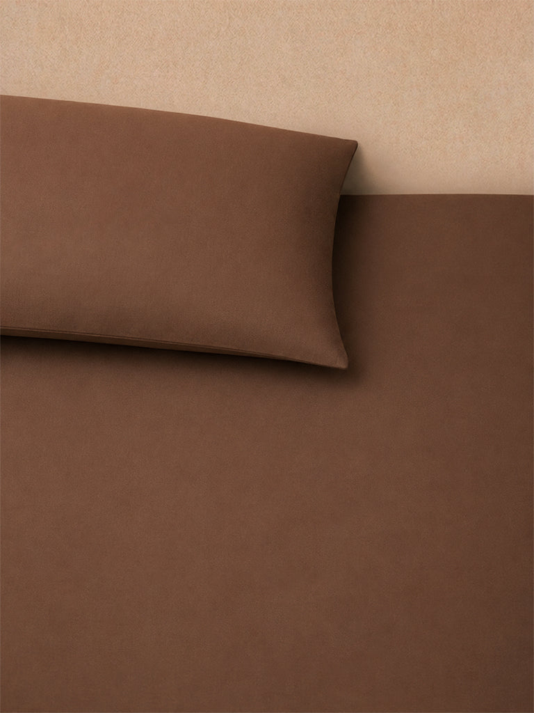 Westside Home Brown Solid King Bed Sheet Set