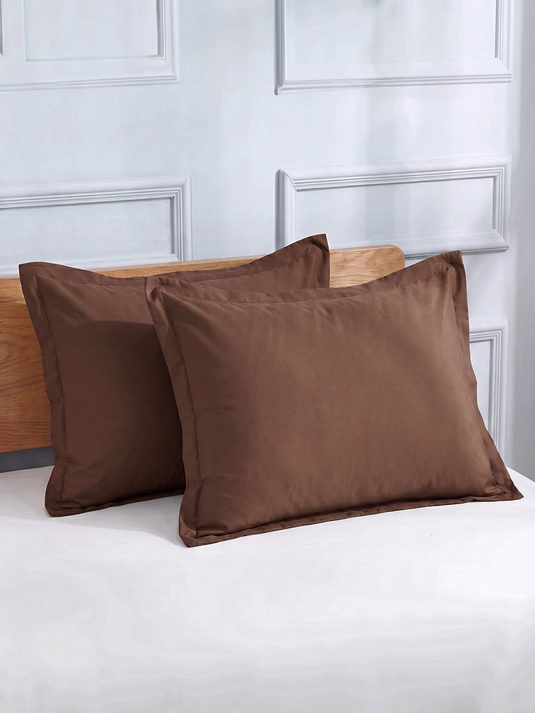 Westside Home Brown Solid Pillowcases - Set of 2