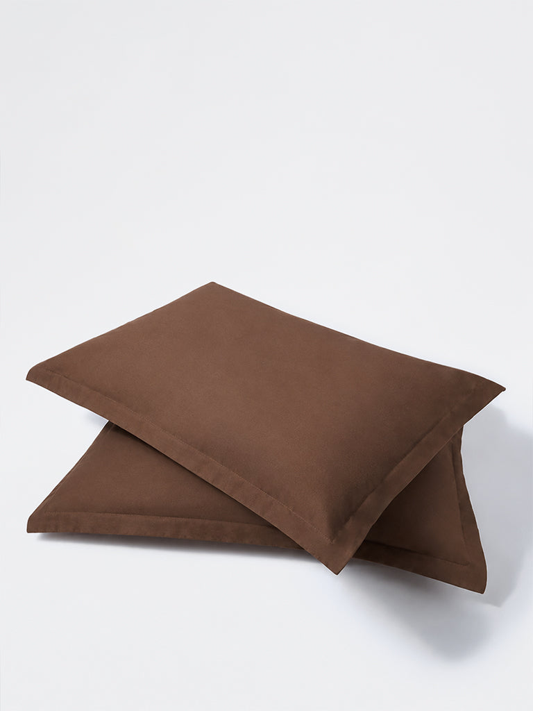 Westside Home Brown Solid Pillowcases - Set of 2