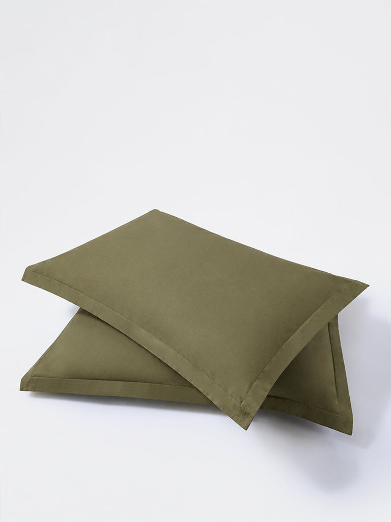 Westside Home Olive Solid Pillowcases - Set of 2