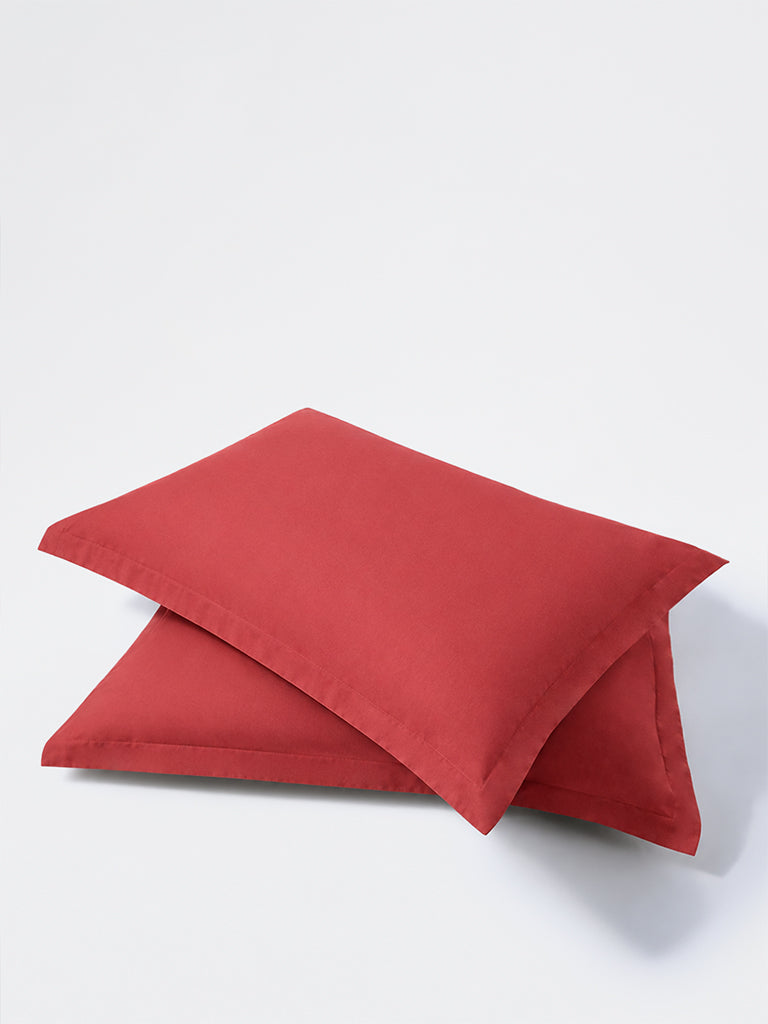 Westside Home Red Solid Pillowcases - Set of 2