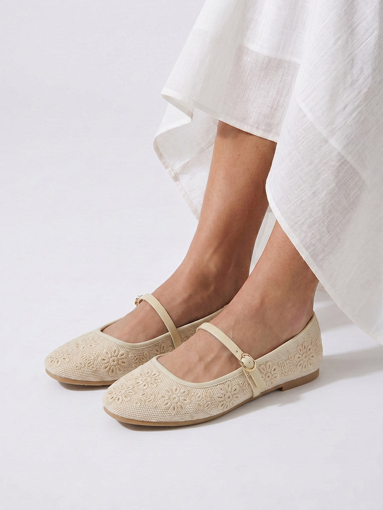 LUNA BLU Ivory Mary Jane Shoes