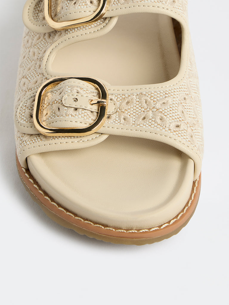 LUNA BLU Ivory Buckle-Detail Sandals