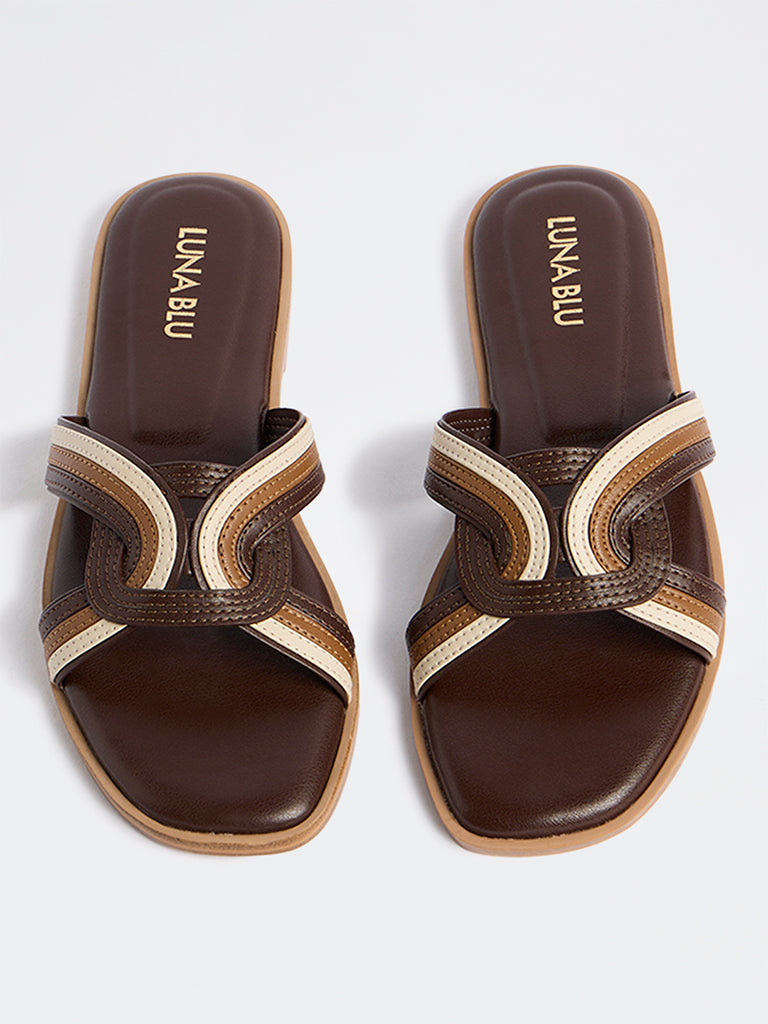 LUNA BLU Dark Brown Slides