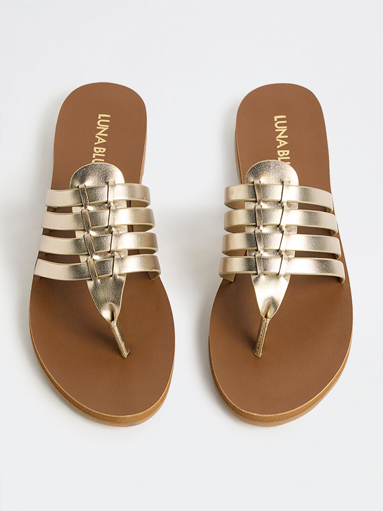 LUNA BLU Gold Multi-Strap Sandals