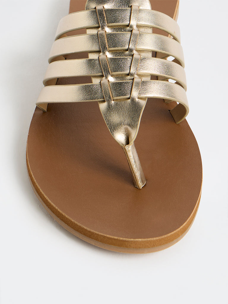 LUNA BLU Gold Multi-Strap Sandals