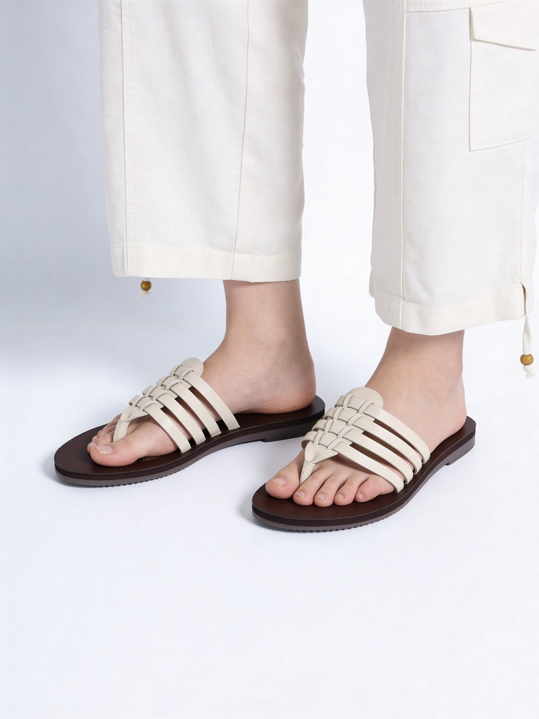 LUNA BLU Ivory Flat Sandals
