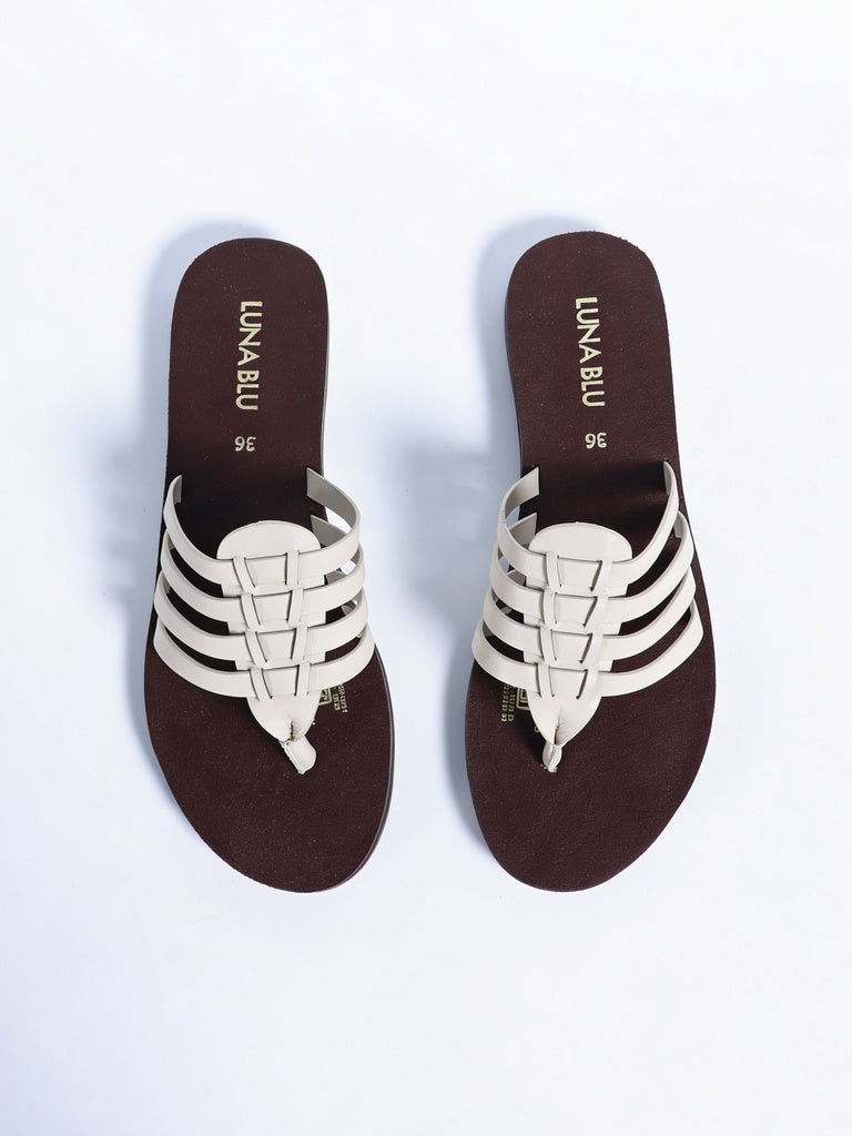 LUNA BLU Ivory Flat Sandals