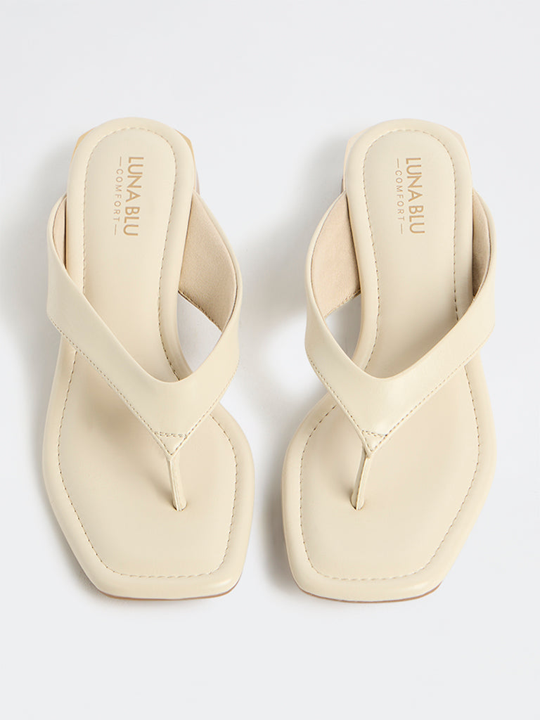 LUNA BLU Ivory Thong-Strap Sandals