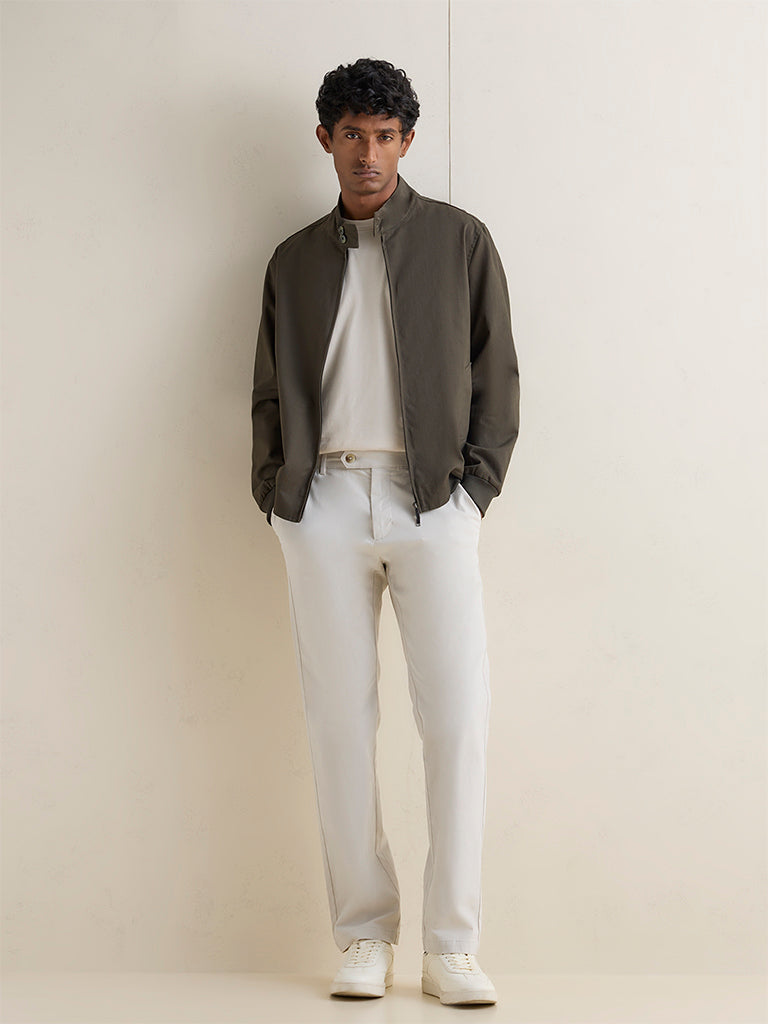 WES Casuals Olive Relaxed-Fit Cotton Jacket
