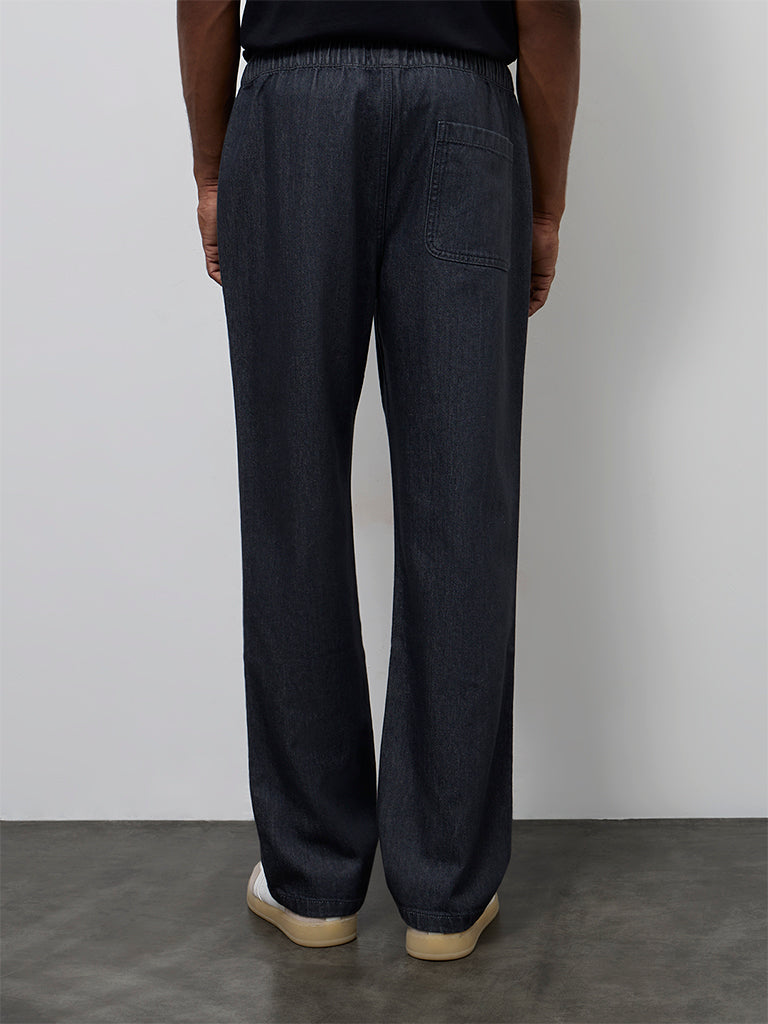 WES Casuals Dark Grey Relaxed-Fit Mid-Rise Cotton Pants