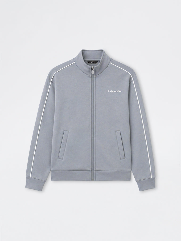 Nuoflexx Grey Text Design Relaxed-Fit Jacket