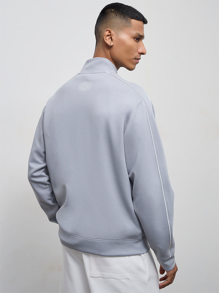 Buy Nuoflexx Grey Text Design Relaxed-Fit Jacket from Westside
