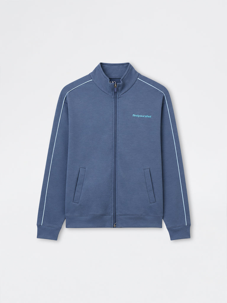 Nuoflexx Dusty Blue Text-Detail Relaxed-Fit Jacket