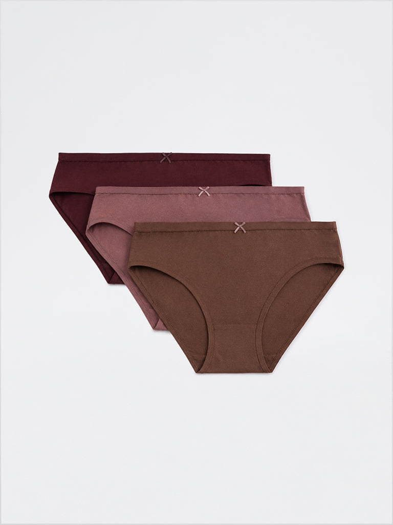Wunderlove 3-Pack Cotton-Blend Bikini Briefs