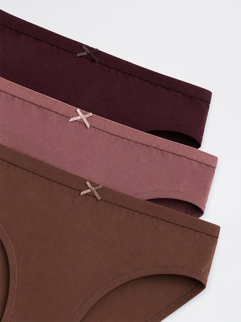 Wunderlove 3-Pack Cotton-Blend Bikini Briefs