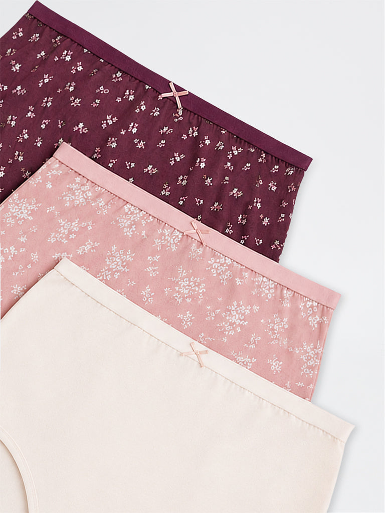 Wunderlove 3-Pack Floral Cotton-Blend Full Briefs