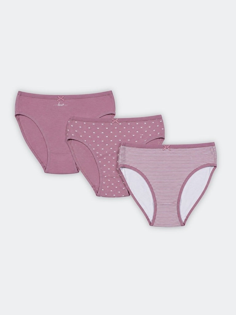 Wunderlove 3-Pack Printed Hi-Leg Cotton-Blend Briefs