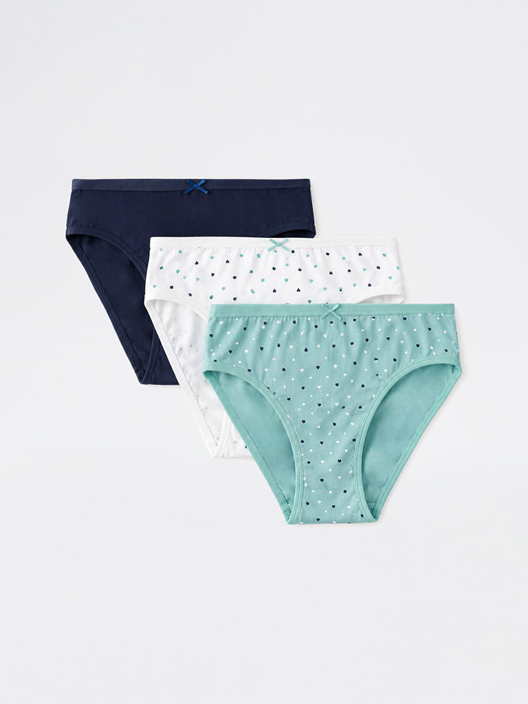 Wunderlove 3-Pack Printed Hi-Leg Cotton-Blend Briefs